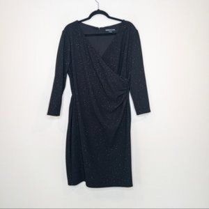 American Living Black Ruched Glitter Dress